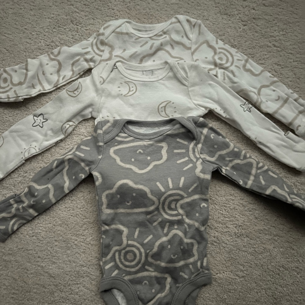 Carter's Gray and Cream Bodysuit Whimsical Design